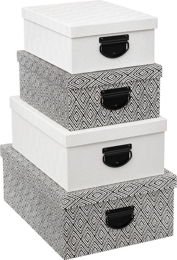 4 aufbewahrungsboxen in schwarz und weiß - 5 five simply smart