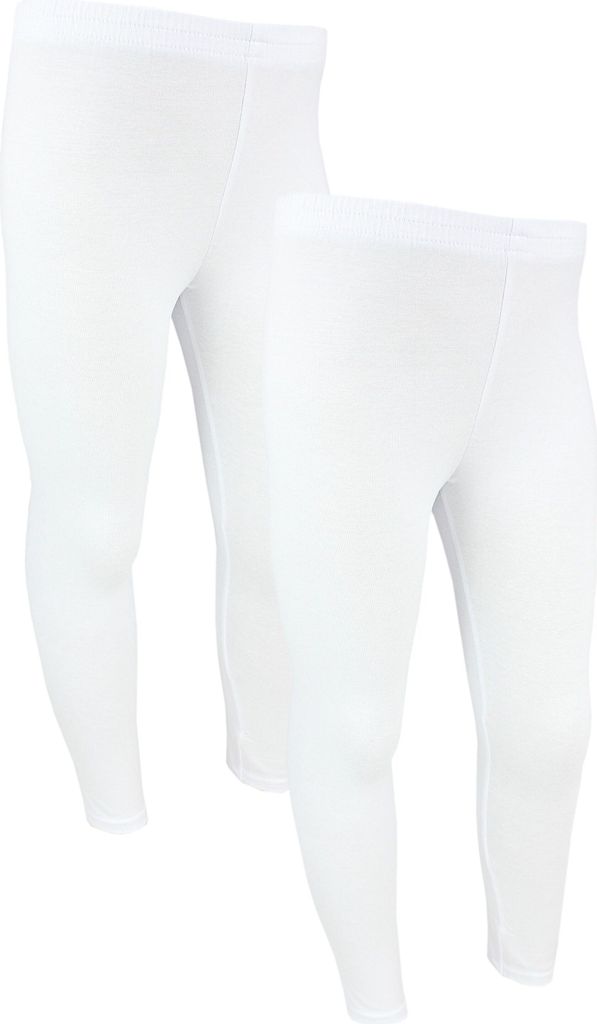 TupTam Mädchen Lange Leggings Unifarbe 2er Pack, Farbe: Weiß, Größe: 152