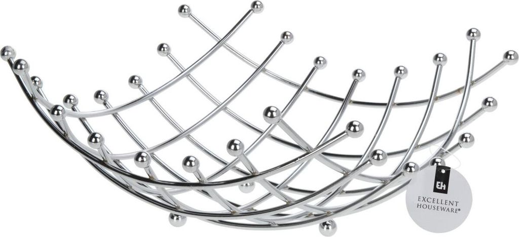 Obstkorb Gitter chrom 31x31x14cm Gemüsekorb Obstschale Dekoschale Schale Deko