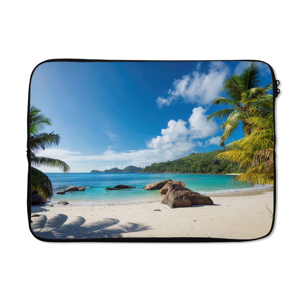 MuchoWow Laptop Hülle 13 Zoll Strand - Meer - Kieselsteine - Palme Laptoptasche - Laptophülle - Sleeve - Rundumschutz