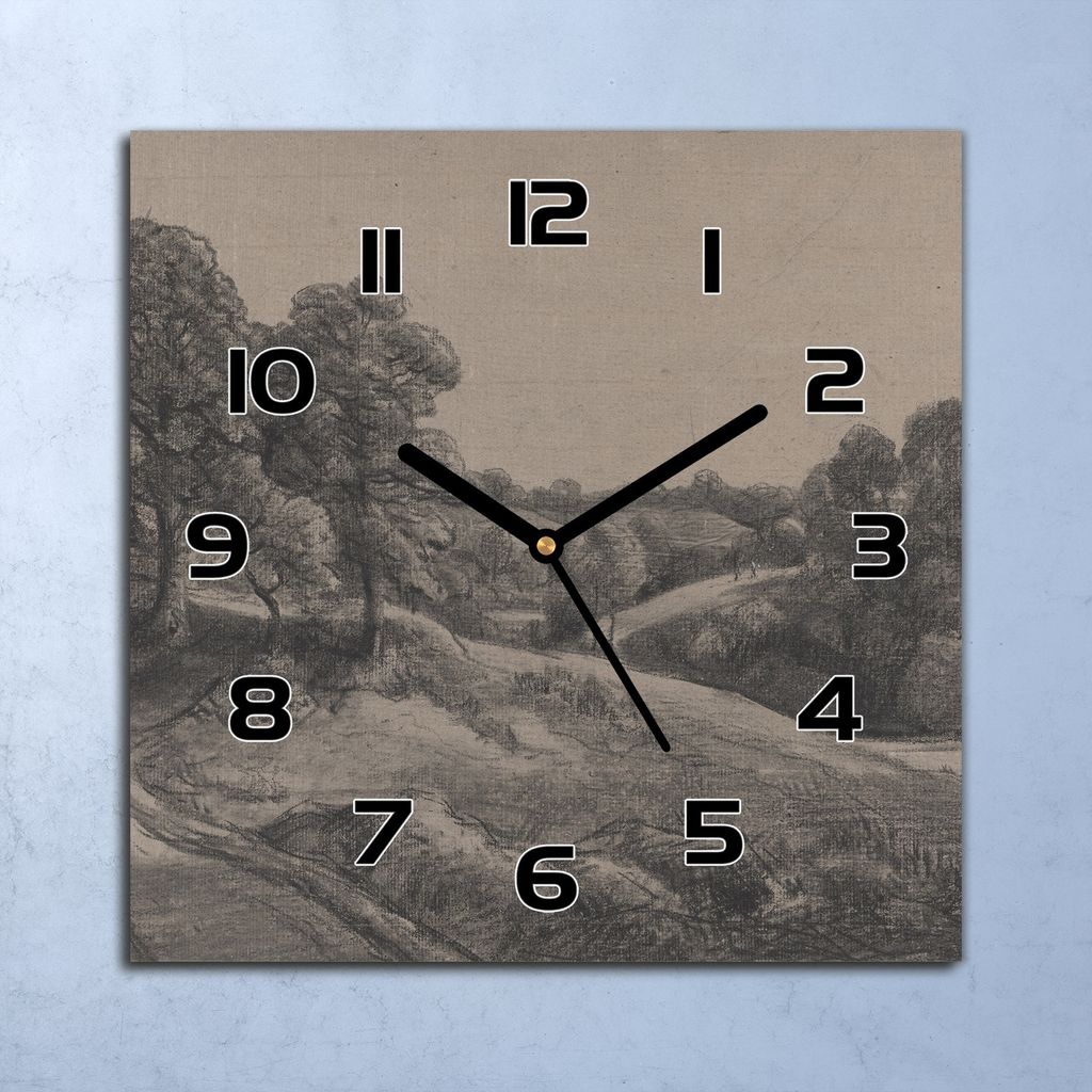 Wanduhr Echt-Glas-Küchenuhr Kunst auf dem Land Quarz 30x30 Deko Bilder