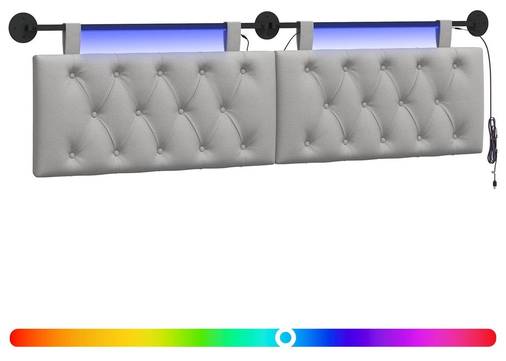 Hängendes Kopfteil Mit LED Licht Wolkengrau Stoff