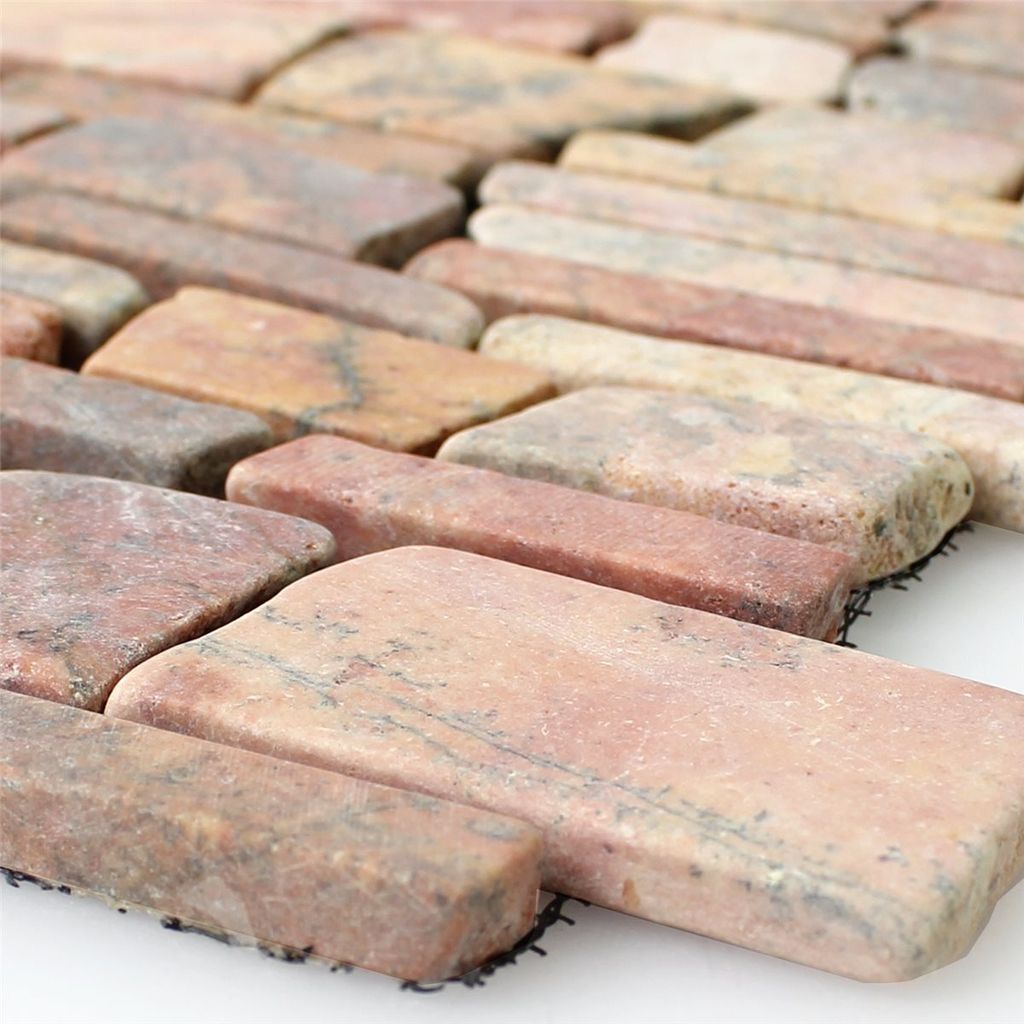 Mosaikfliesen Marmor Naturstein Brick Rosso Verona Produktbild 
