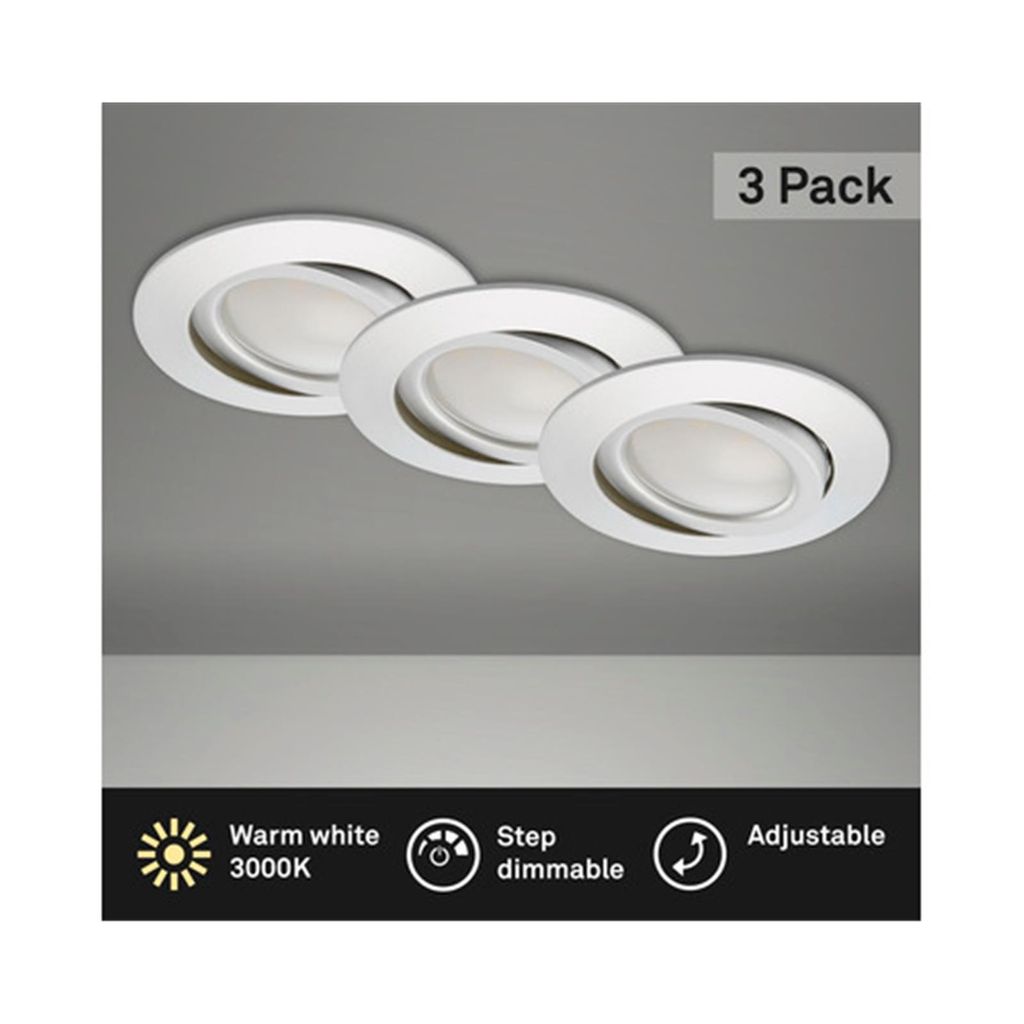 LED Einbauleuchten Set IP23 dimmbar 3x5W 3x400 lm 3000 K warmweiß rund kunststoff alu Ø 82/68 mm 230V