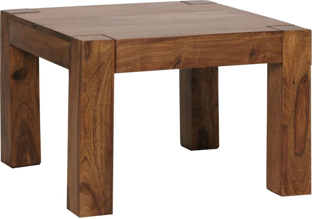 Couchtisch Massiv-Holz Sheesham 60 cm breit Wohnzimmer-Tisch Design dunkel-braun Landhaus-Stil Beistelltisch