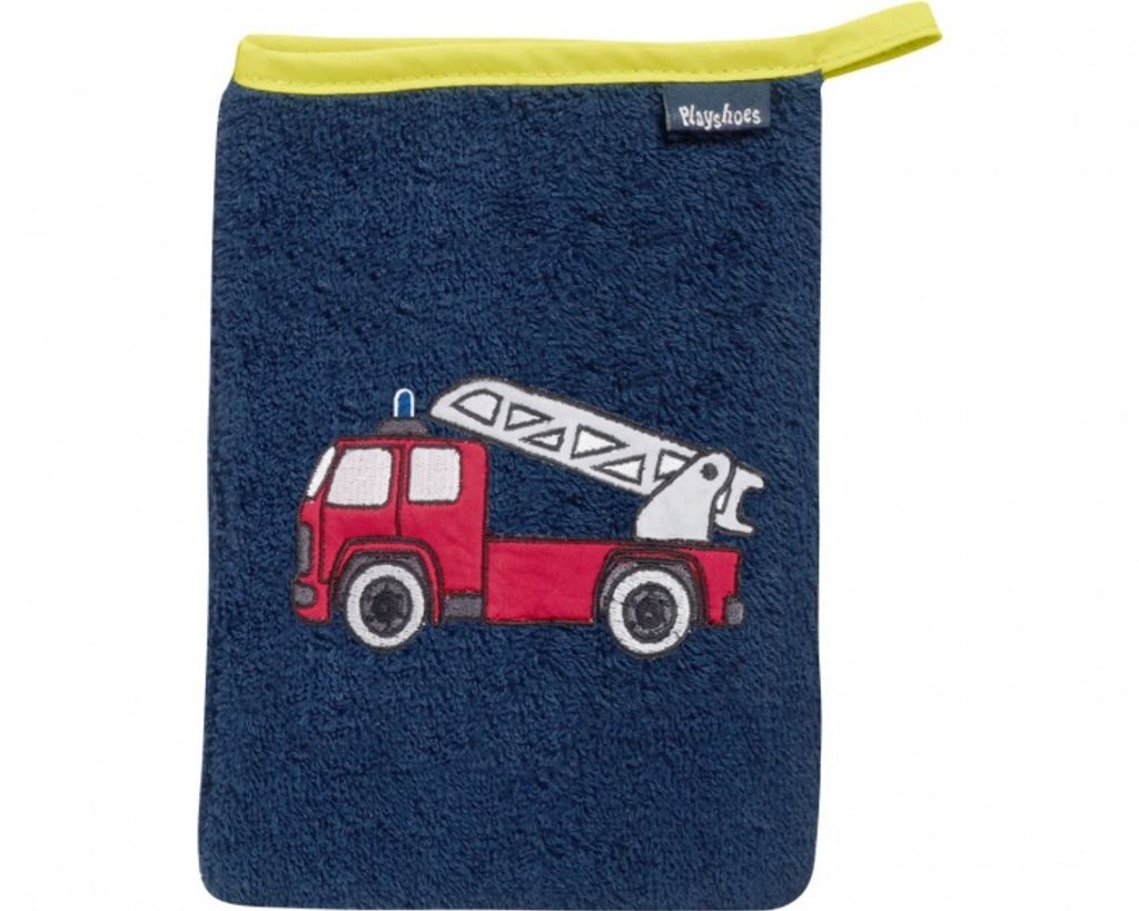 Playshoes Frottee-Waschhandschuh Feuerwehr, Farbe: marine, Produktbild 