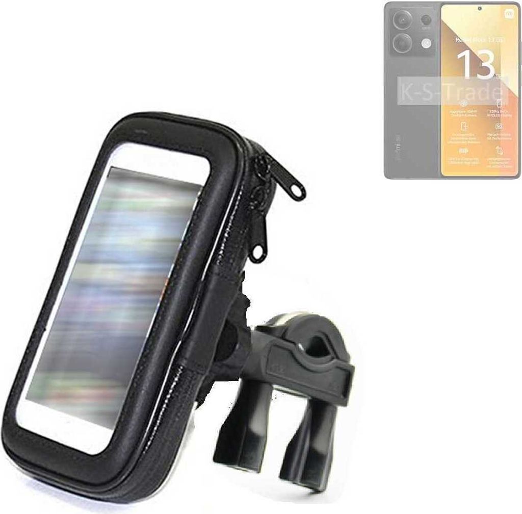 K-S-Trade Fahrrad-Halterung kompatibel mit Xiaomi Redmi Note 13 5G Global Handy-Halterung Halter Lenkstange Fahrradhalterung Motorrad Bike Mount