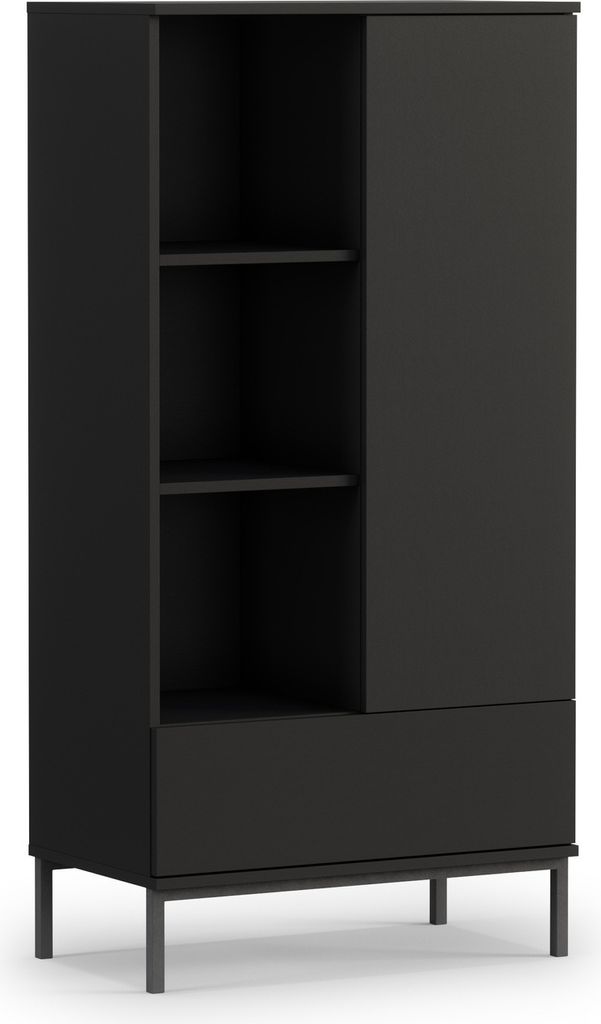 Bücherregal Dallas 70cm Breite, Standregal mit Metallfuße, Stilvoll Wohnzimmer (Farbe: Schwarz)