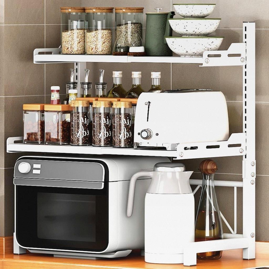 Mikrowellen-Regal, erweiterbar, Mikrowellen-Regal, Ständer, Küchentheke, Regal, Wandmontage, Desktop-Drucker-Regal, robuste Aufbewahrungslösung,...