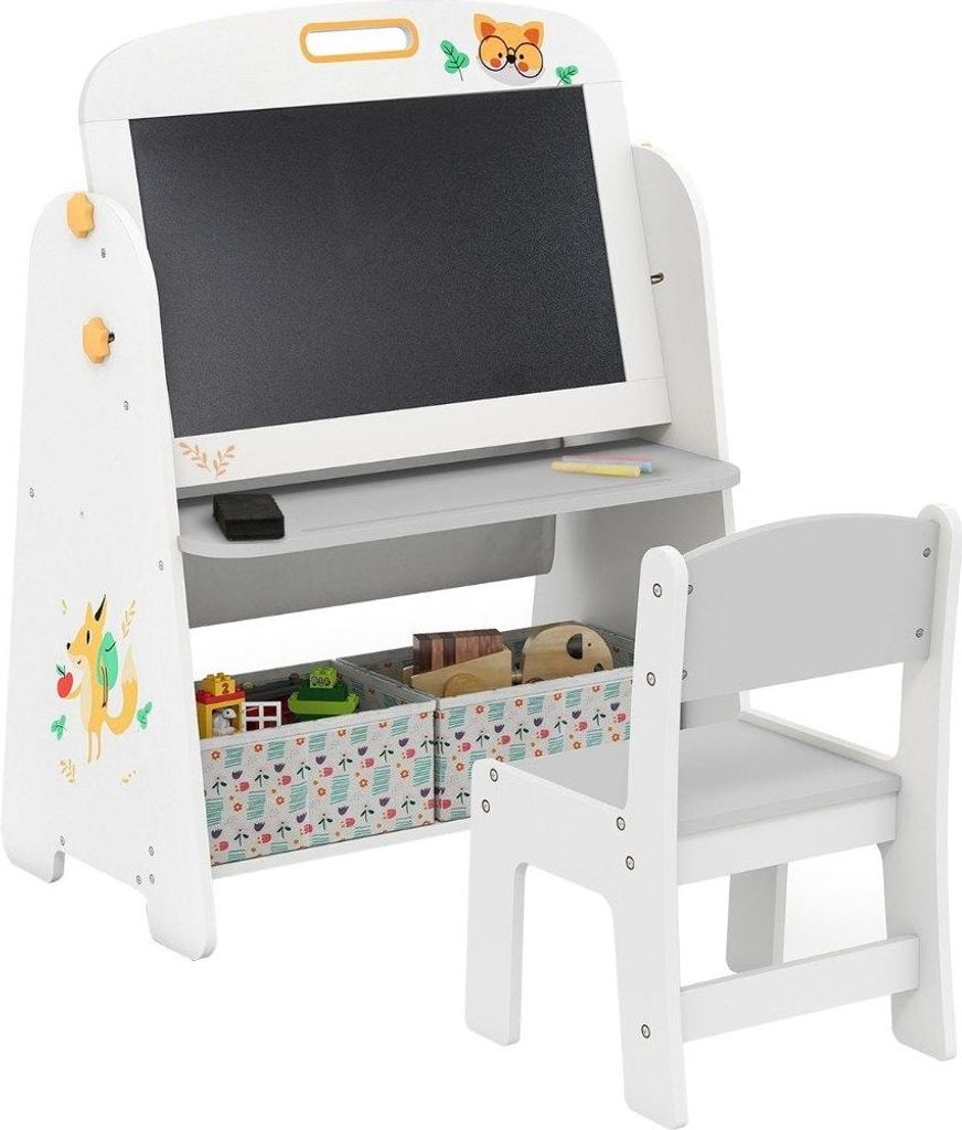 Kinderstaffelei mit Stuhl - Magnetisch & Kreidetafel, Aufbewahrung
