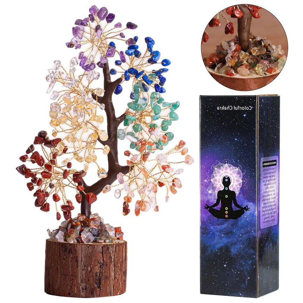 Skulptur Deko Lebensbaum – Edelsteinkristall Bonsai Baum, Geldbaum Schreibtisch Deko, Baum des Lebens, Esoterik Deko, Geschenke für Frauen