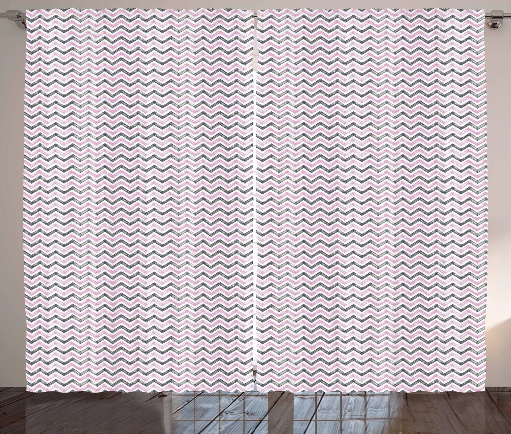 Tende Camera Bambini ABAKUHAUS Rosa Confetto Zigzag | 280 x 245 cm