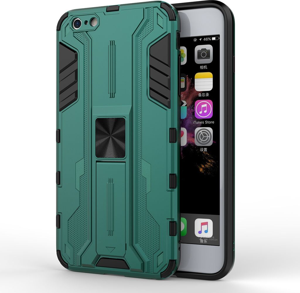 iPhone 6s Plus Hülle, Dual Layer PC TPU Bumper Stoßfest Ständer Schutzhülle für iPhone 6 Plus / 6s Plus Grün