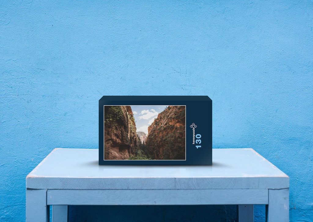 hansepuzzle 27038 - Schlucht Puzzle, 130 Teile, Natur, 28,7 x 20,0cm mit hochwertiger Aufbewahrung, Kartonbox und wiederverschließbarem Beutel