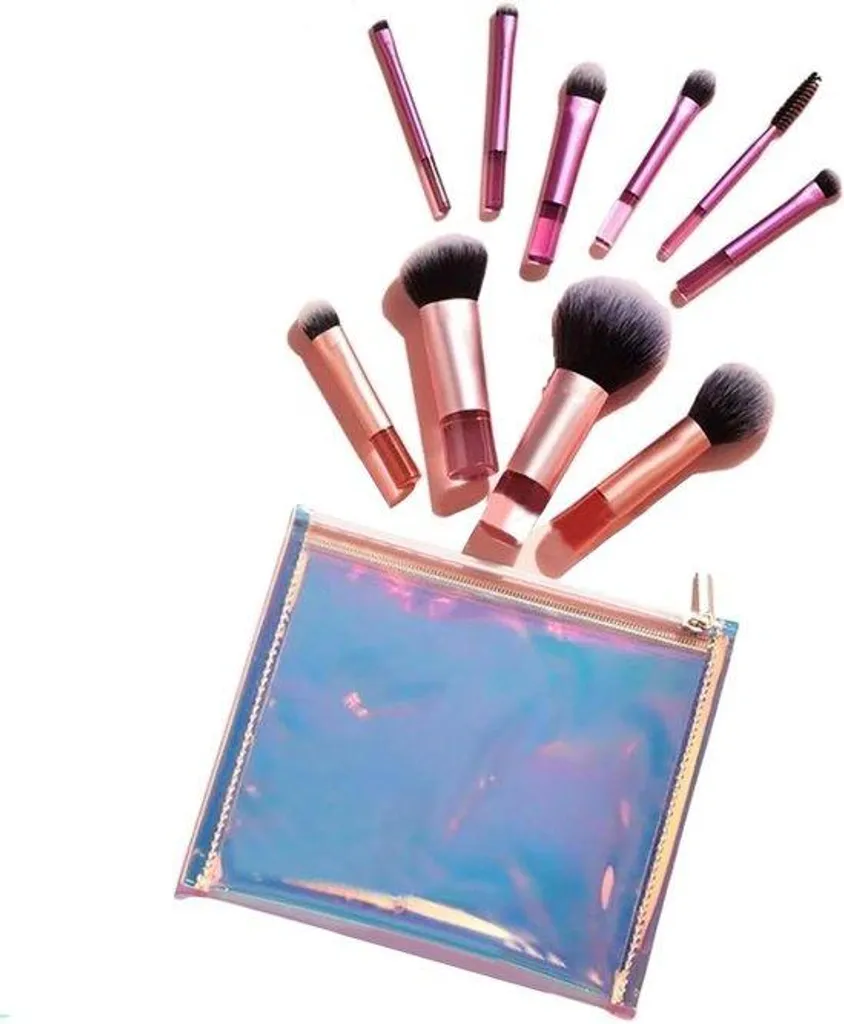 Kit pinceaux maquillage voyage poils souples - Lot de 8 pièces mini