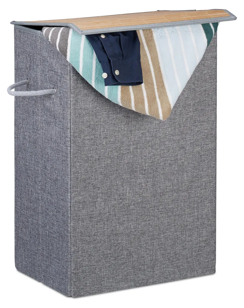 Set 2 Portabiancheria Relaxdays Pieghevoli con Velcro - Grigio 100 L
