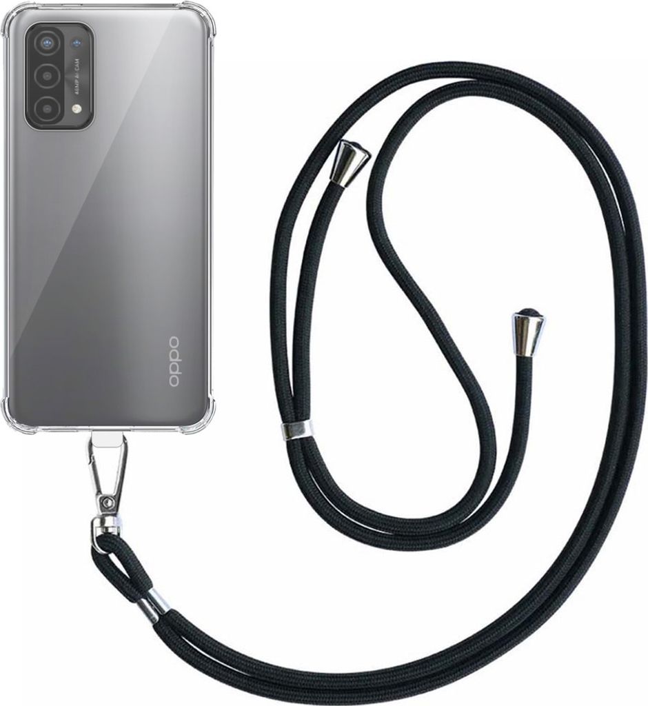 Handytasche passend für Oppo A54 5G / A74 5G Transparent stoßfest mit abnehmbarem Universal-Telefonkabel - Backcover Case Silikon ShockProof mit ...