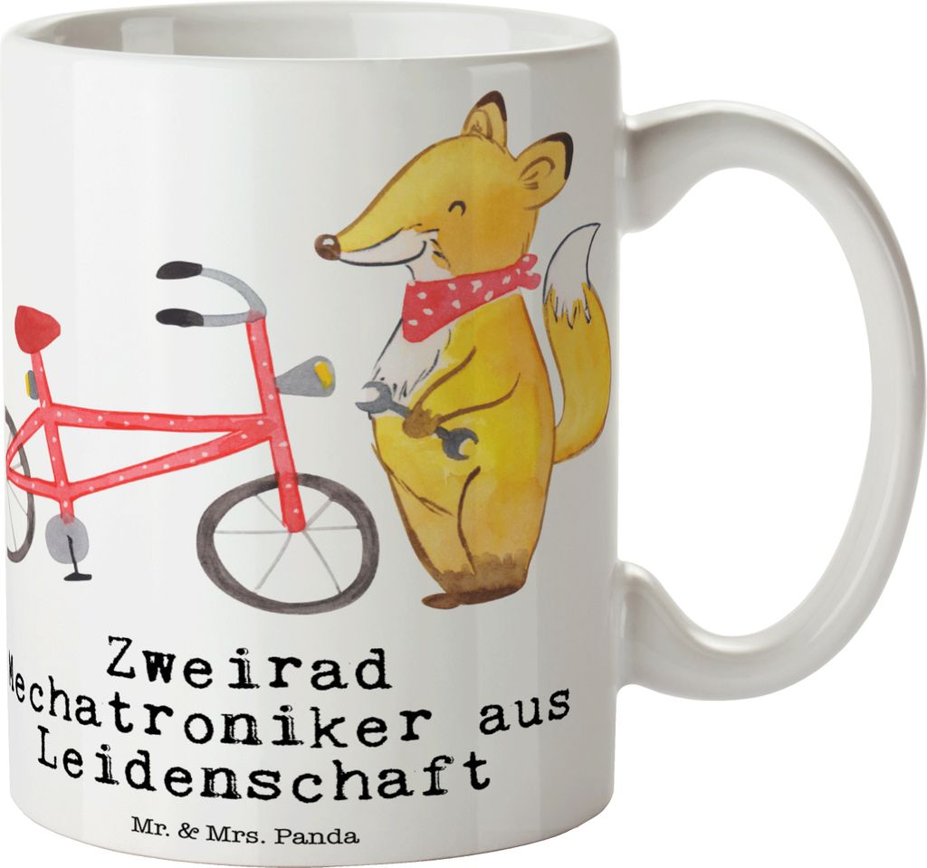 Mr. & Mrs. Panda Kaffeetasse Zweirad Mechatroniker Leidenschaft - Weiß - Geschenk, Teetasse, Tasse, Trinkbecher, Keramiktasse, Henkelpott