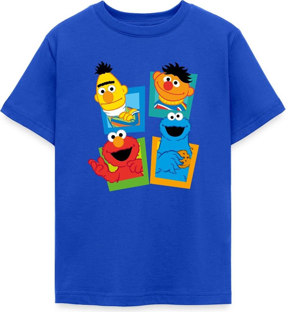 Spreadshirt Sesamstraße Kacheln Ernie und Bert Teenager T-Shirt, 152/164 (12-14 Jahre), Royalblau