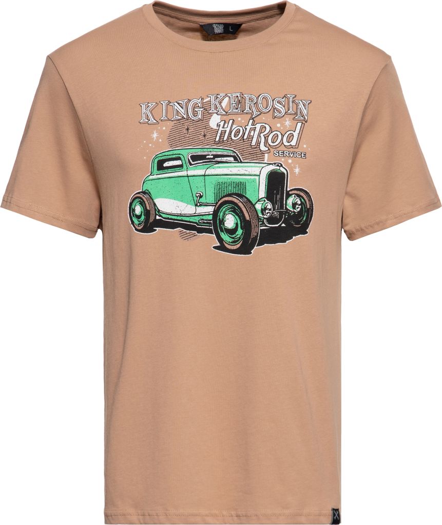 KING KEROSIN T-Shirt Mit Retro-Artwork Print Hotrod Service Latte Macchiato S