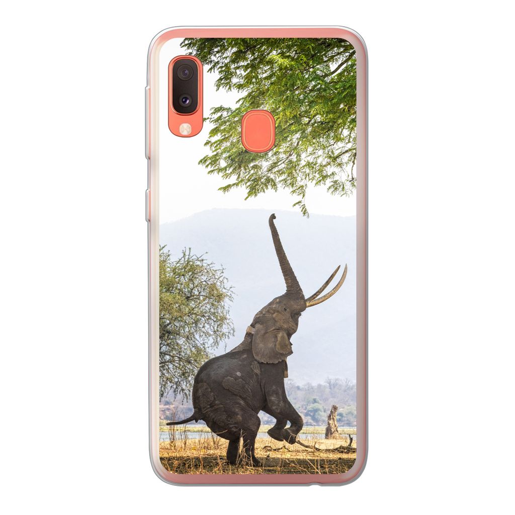 MuchoWow Handyhülle Schutzhülle Hülle für Samsung Galaxy A20e Elefant - Baum - Blätter Silikon Softcase Handy Hülle - Abdeckung