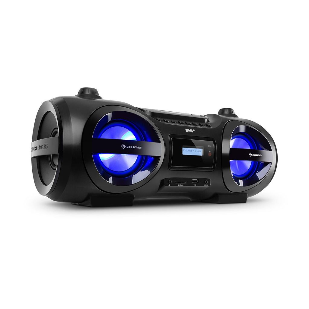 Boombox mobile Karaokeanlage CD Player USB MP3 Lautsprecher Handmikrofon grau 