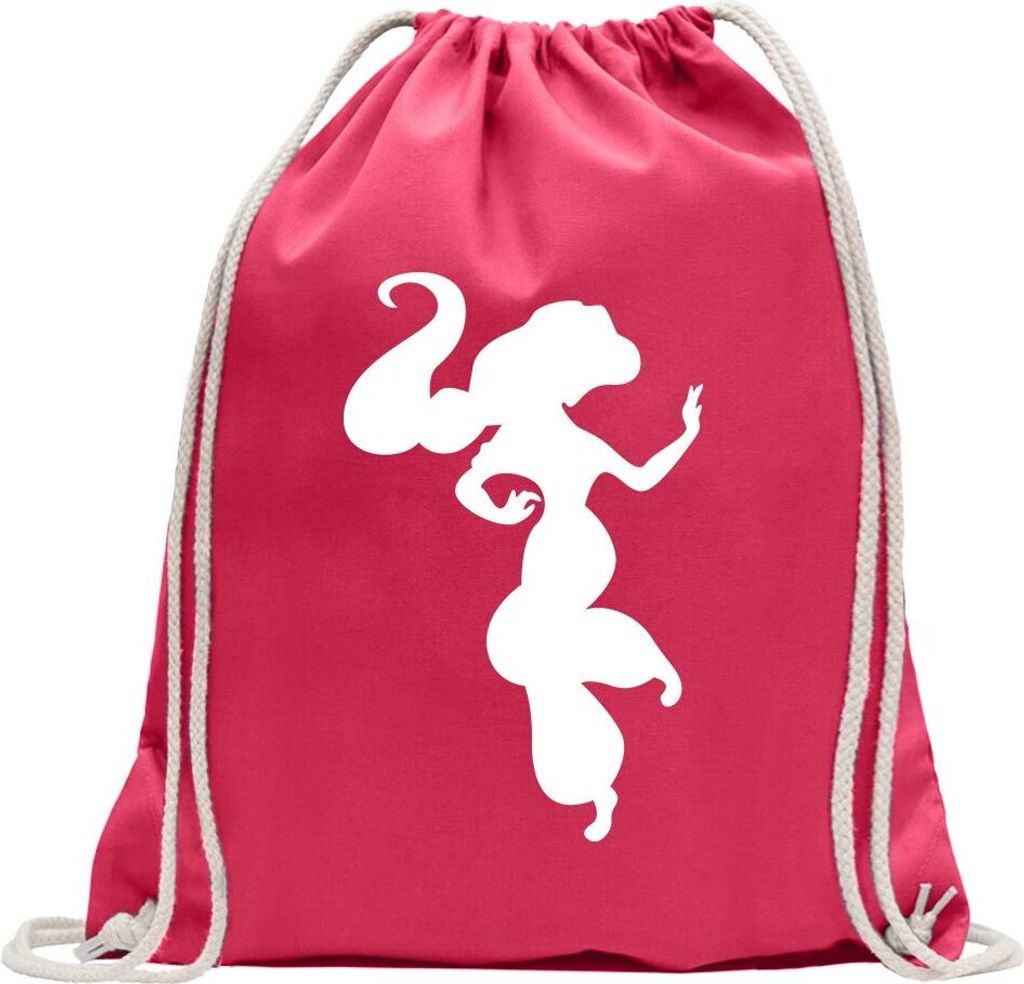 Kiwistar - Turnbeutel - pink - Dschinni - Fun Rucksack Sport Beutel Gymsack Baumwolle mit Ziehgurt