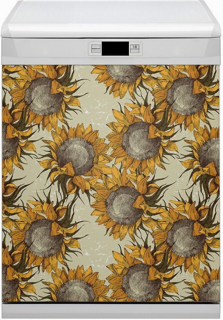 Magnet für Spülmaschine Abwaschbar 60x70 cm Magnet für Spülmaschine Magnetmatte Nachbildung - Retro -Sonnenblumen