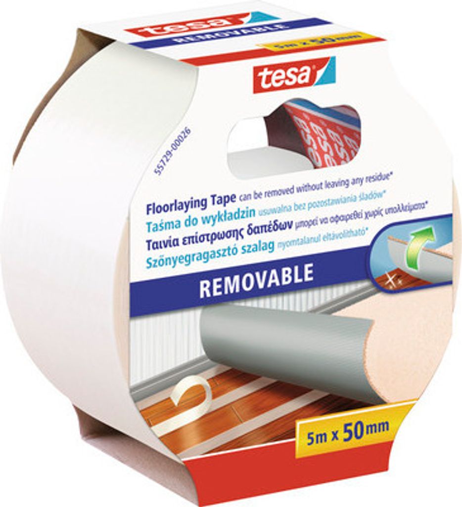 Tesa Verlegeband doppelseitiges Klebeband weiß 50 mm x 5 m Produktbild 