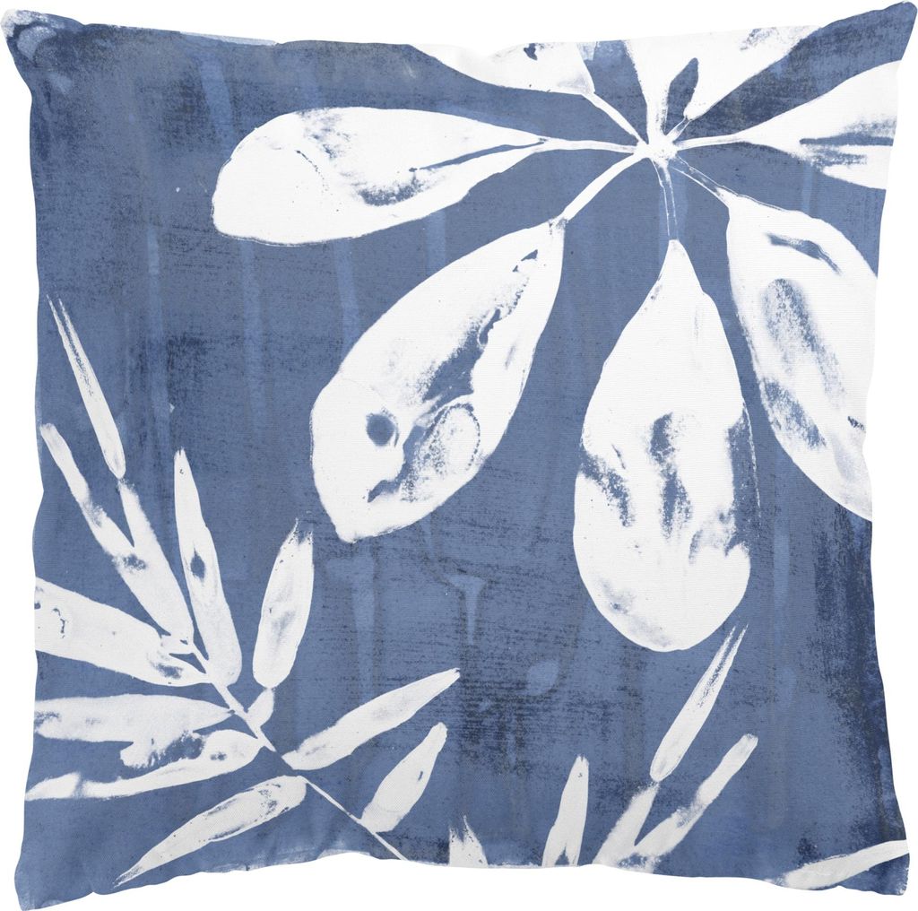 Dekokissen originell drinnen / Indoor Zierkissen Canvas waschbar Pflanzen blau Tropisch Sofakissen ohne Füllung