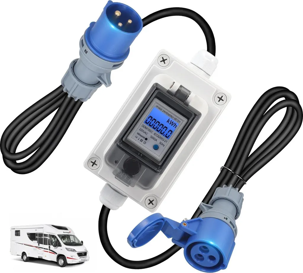 Compteur électrique IP67 étanche 16A avec fonction reset et écran LED