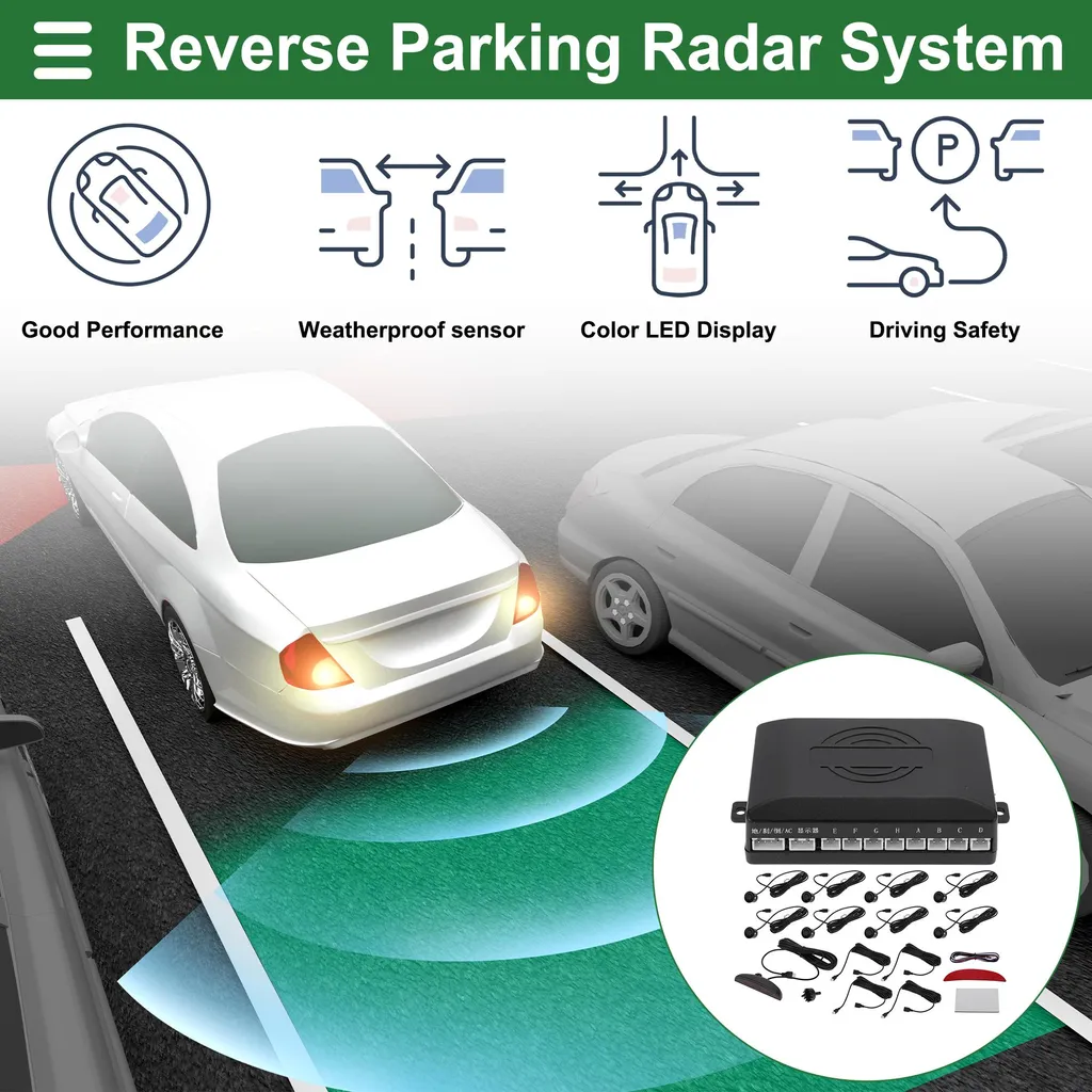 Radar de recul 8 capteurs de stationnement noirs pour voiture universel