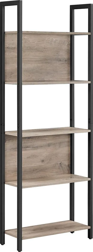 Meuble de rangement 5 plateaux ouverts gris-noir en acier haute densité