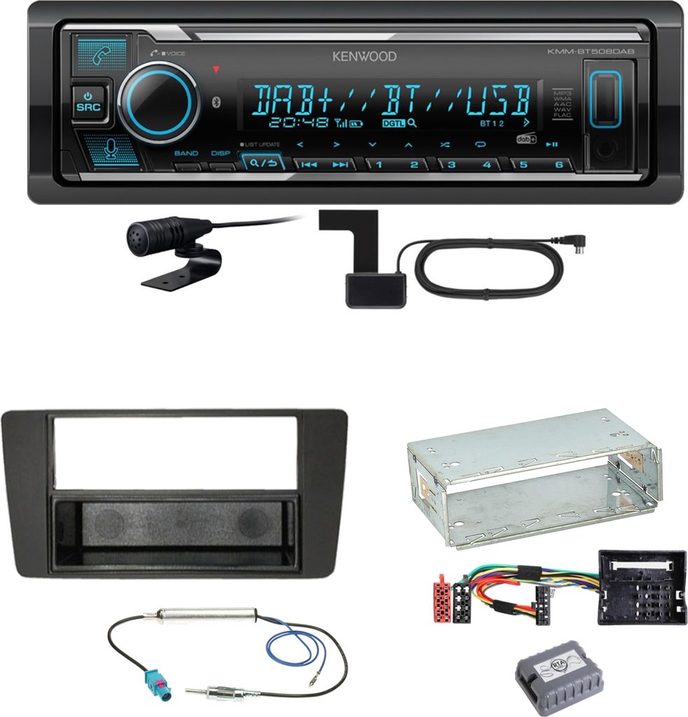 Kenwood KMM-BT508DAB Bluetooth DAB USB Einbauset für Skoda Octavia 2 Yeti 5L