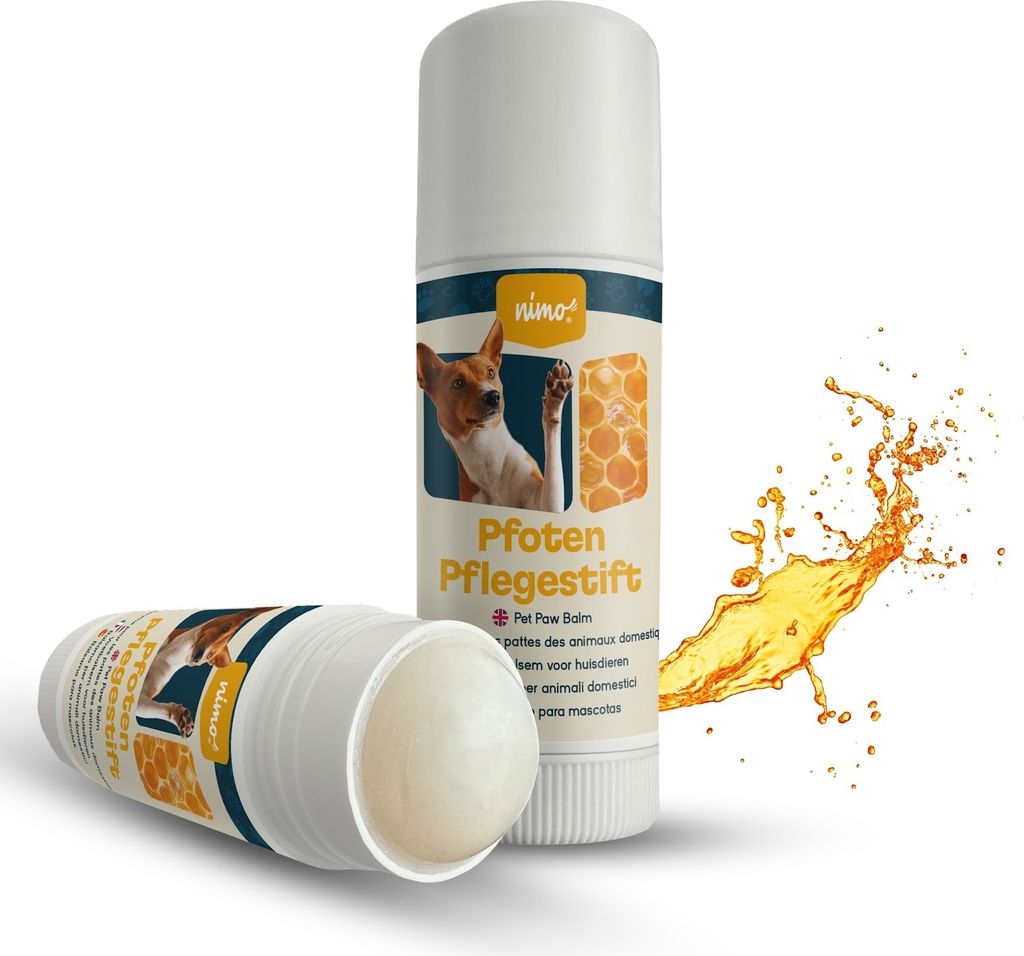 nimo Pfoten Pflegestift | Pfotenbalsam für Hunde und Katzen | Pfotenschutz mit pflegendem Bienenwachs & Propolis | Wundschutz für trockene Ballen