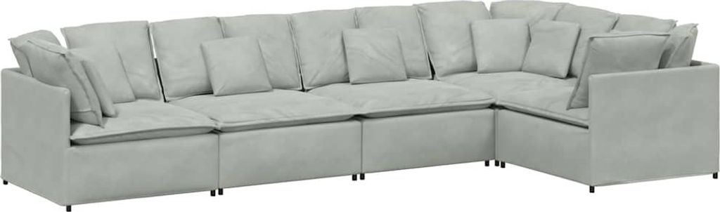 vidaXL Modulares Sofa mit Kissen Samt Hellgrau Produktbild 