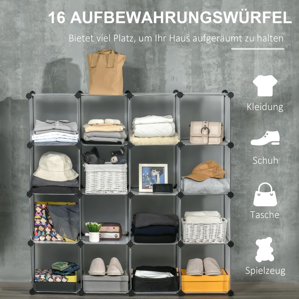 HOMCOM DIY Würfel Regalsystem 16 Würfeln Standregal 125 x