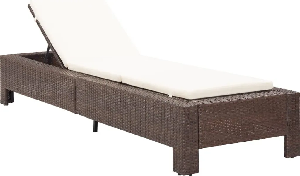 Chaise longue vidaXL en poly rotin marron avec support ergonomique