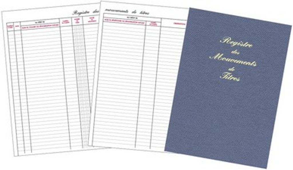 ELVE Registre "Mouvements des titres", 100 pages, format A4