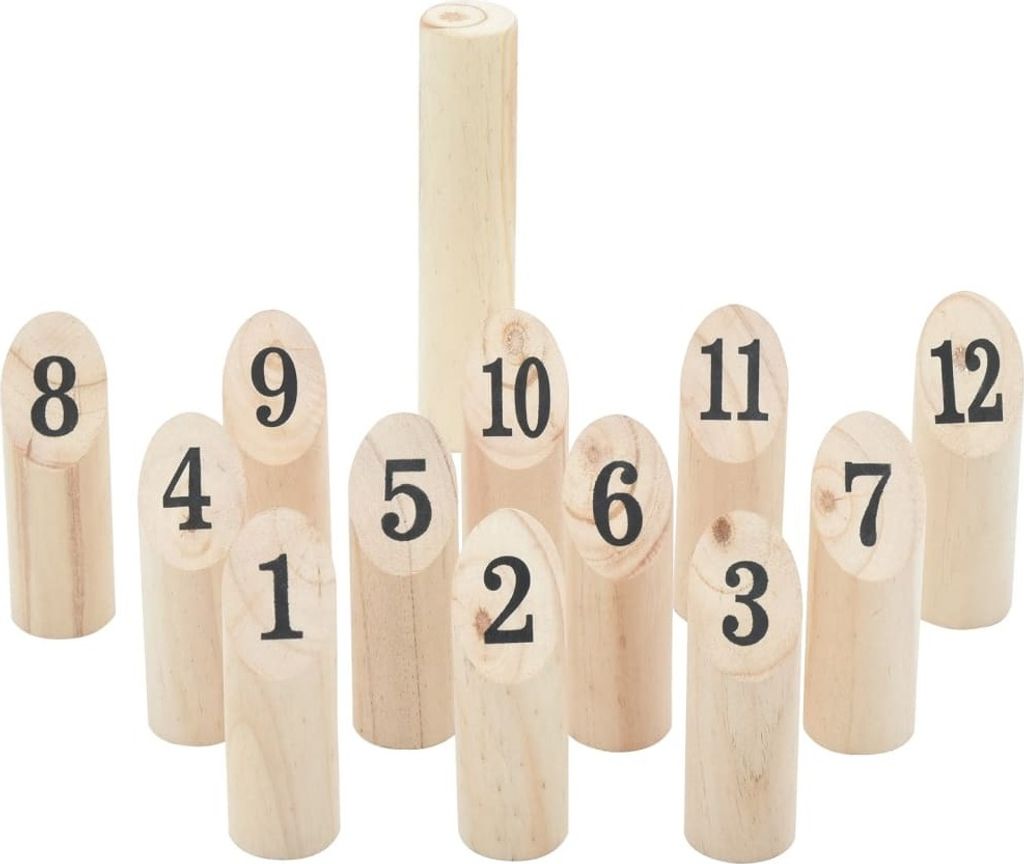 13-tlg. Kubb-Spielset mit Tragetasche Massivholz Kiefer