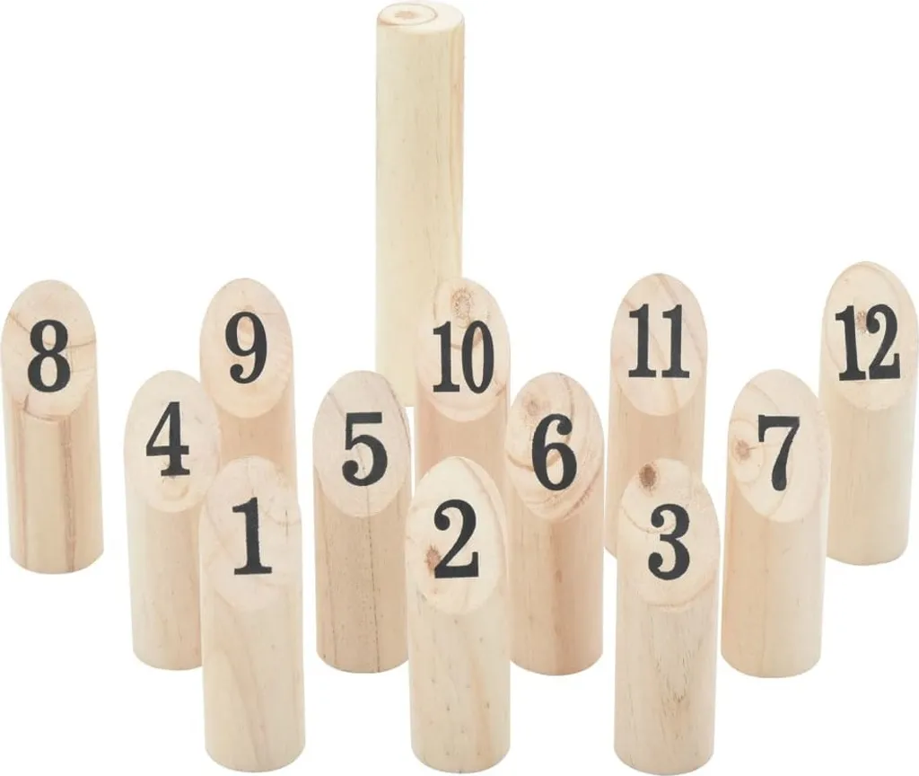 Jeu de Kubb complet 13 pièces en bois qui se range dans son sac