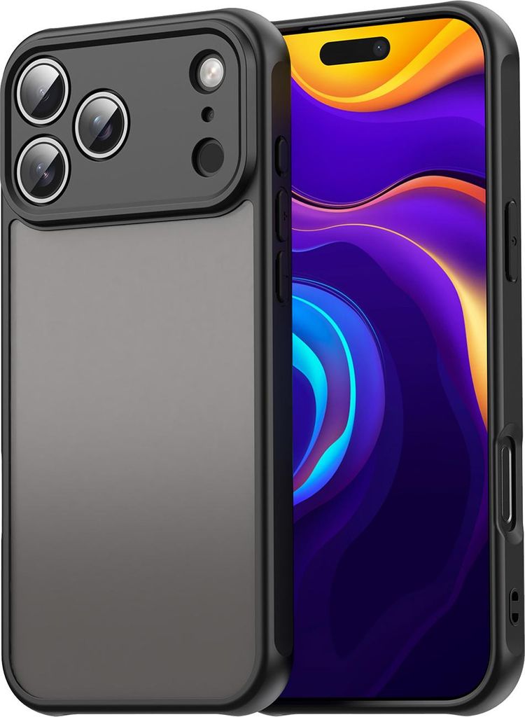 Matt Hülle für iPhone 17 Pro Max mit Kameraschutz, Transluzente Matt Rückseite Stoßfeste Handyhülle Schwarz