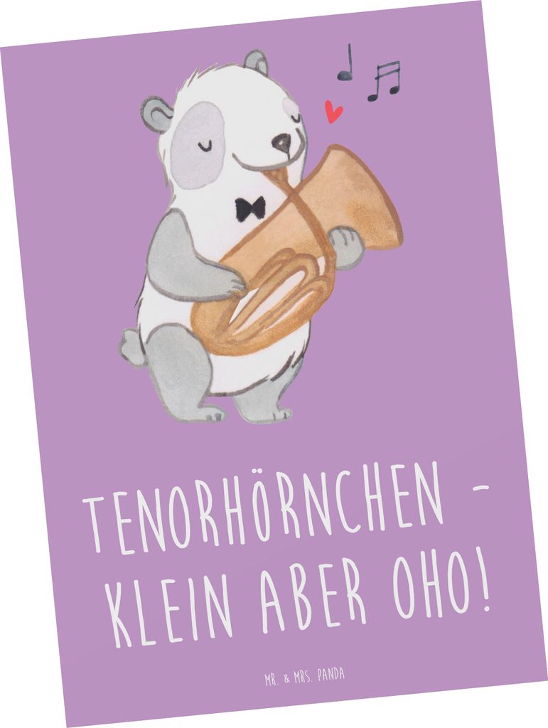 Mr. & Mrs. Panda Postkarte Tenorhörnchen Magie - Lavendeltraum - Geschenk, Musik, Musiker, Blasorchester, klein aber oho, Lernen, Grußkarte, Bras...