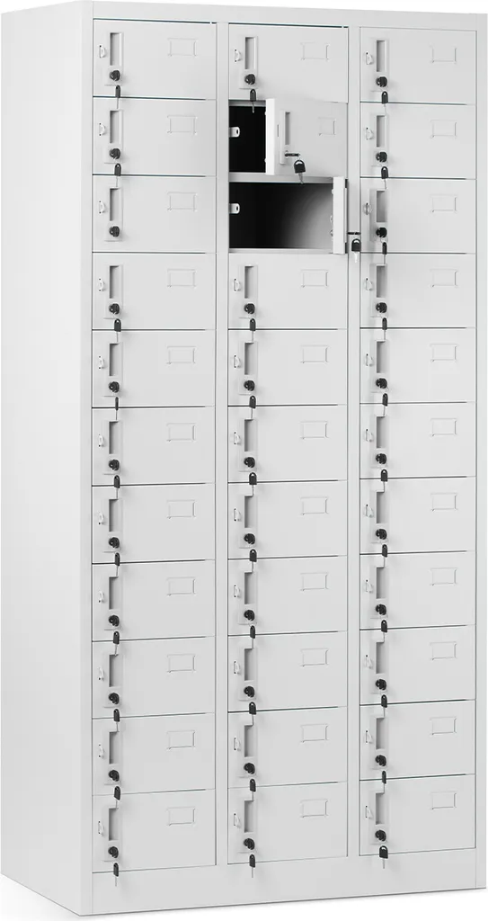 Armoire métallique 33 portes avec revêtement poudre gris 185x90 cm