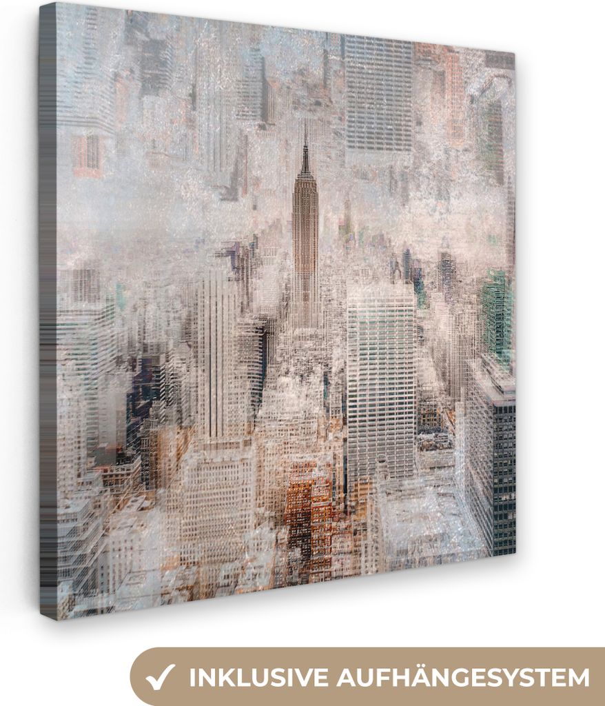 MuchoWow - Leinwandbilder - New York - Stadt - Skyline - Bauwerke - Kunst, Wandbild, Wanddeko Bilder Wohnzimmer, 50x50 cm