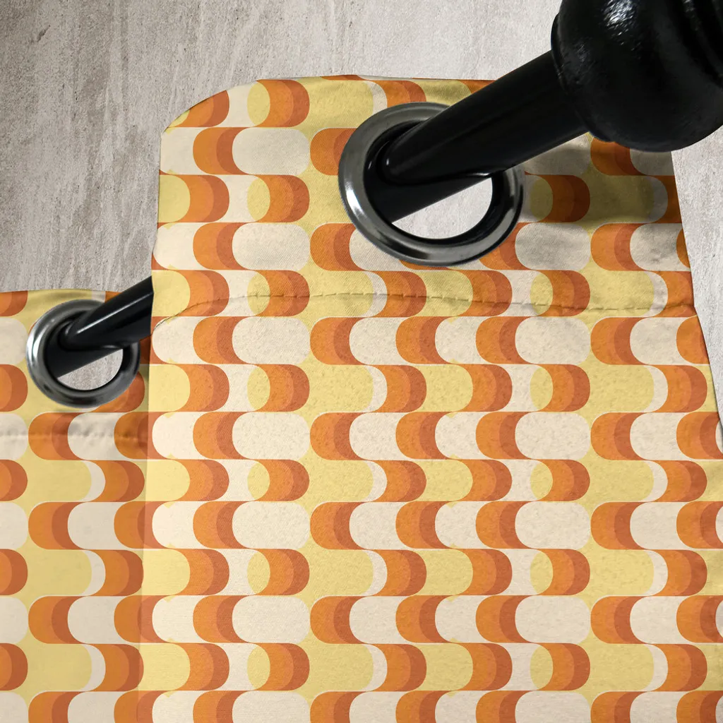 Rideau à œillets ABAKUHAUS Vintage Orange 280x245cm Lot de 2 Panneaux