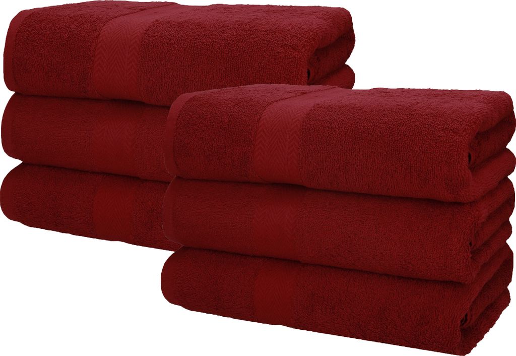 Betz 6 Stück Saunatücher 70 x 200 cm PREMIUM 100% Baumwolle Badetuch Liegetuch Strandtuch Farbe: dunkelrot