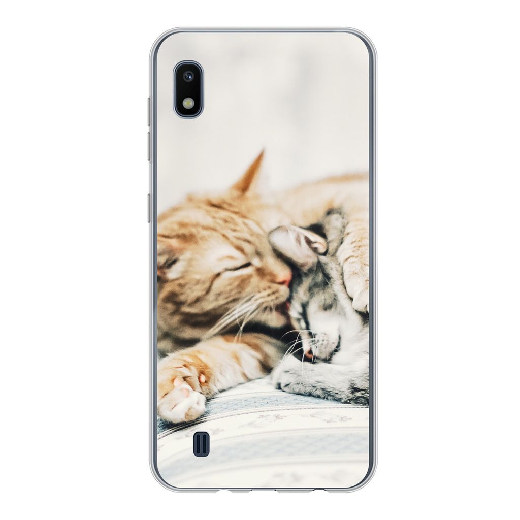 MuchoWow Handyhülle Schutzhülle Hülle für Samsung Galaxy A10 Katzen - Sofa - Wohnzimmer Silikon Softcase Handy Hülle - Schutzhülle