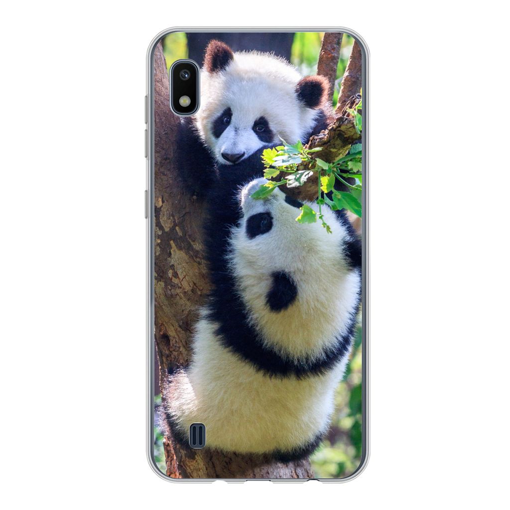 MuchoWow Handyhülle Schutzhülle Hülle für Samsung Galaxy A10 Pandas - Baum - Natur Silikon Softcase Handy Hülle - Schutzhülle