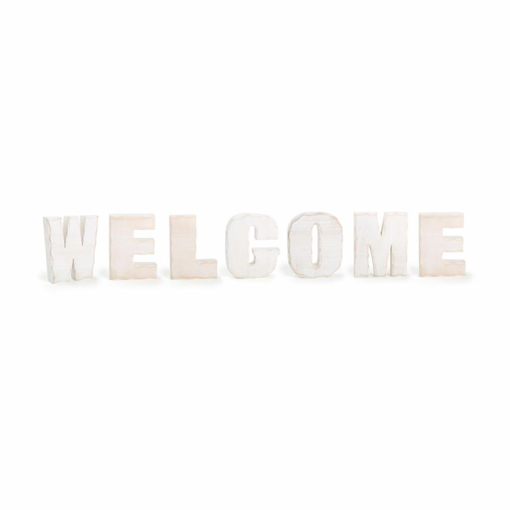 Welcome, Holzbuchstaben, weiß
